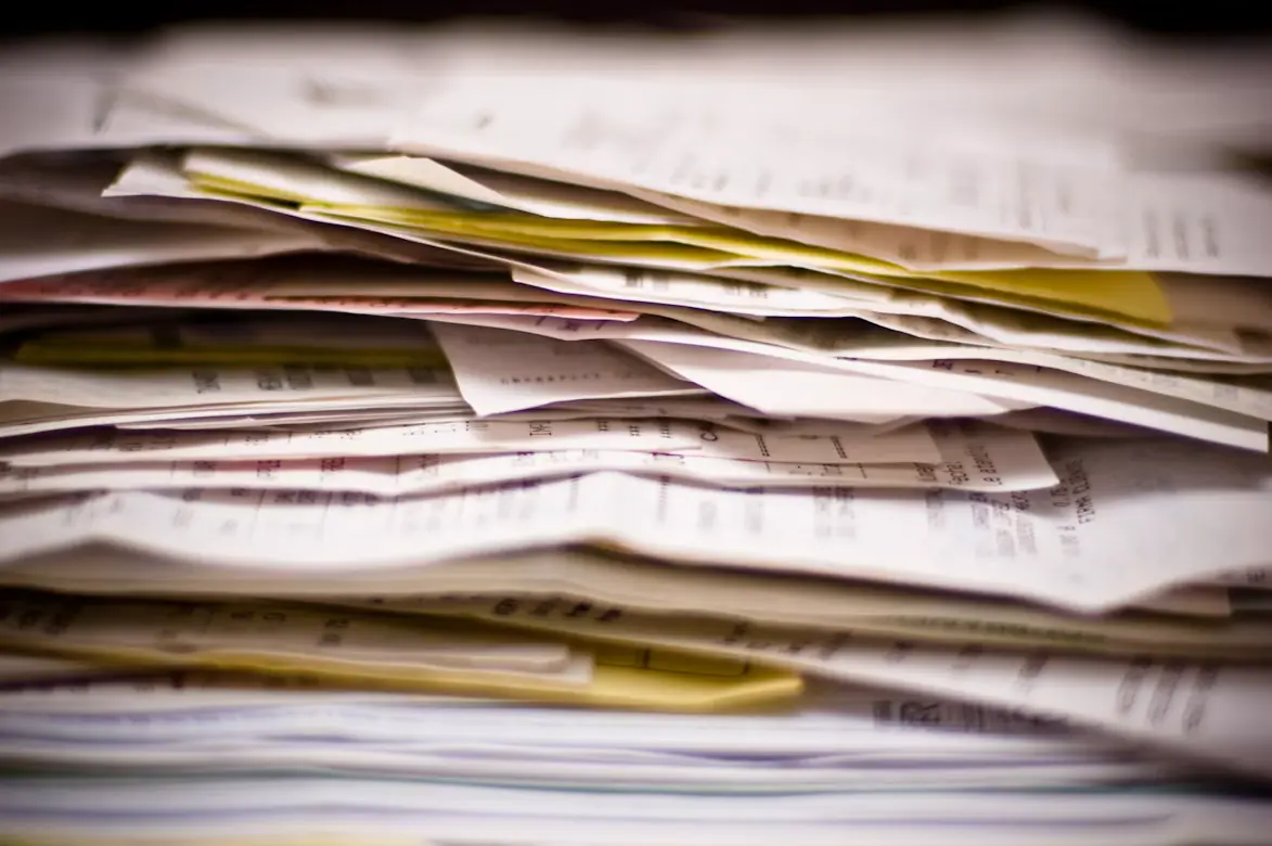 A stack of letters and documents