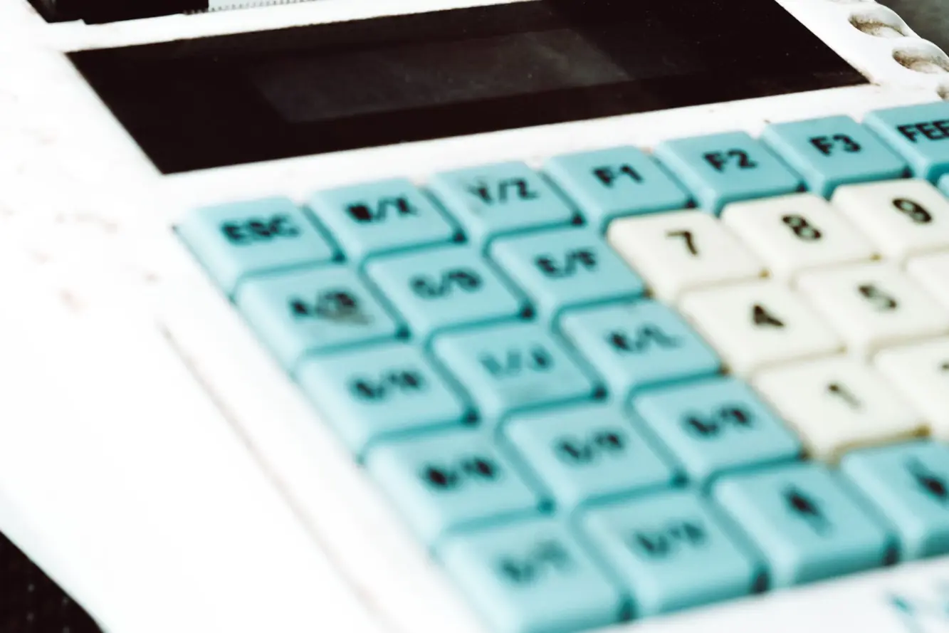 Close-up of a cash register keypad